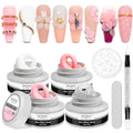 MIZHSE 3D Nail Gel Nail Art Sculpture, Non-Sticky 4 Colors Solid Builder Gel Nude Clear White Pink Hard Builder Nails UV LED Molding Gels Nail Extension for Salon Manicure Home DIY - color: 0-0-Classic Colors