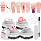 MIZHSE 3D Nail Gel Nail Art Sculpture, Non-Sticky 4 Colors Solid Builder Gel Nude Clear White Pink Hard Builder Nails UV LED Molding Gels Nail Extension for Salon Manicure Home DIY - color: 0-0-Classic Colors
