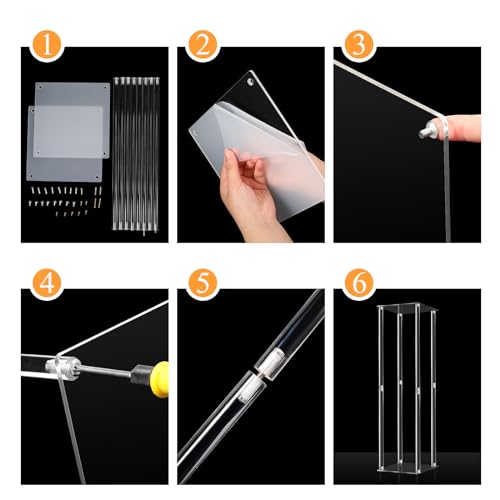Geetery 4 Pieces Tall Acrylic Vase Wedding Centerpieces Clear Flower Stand Column Geometric Floral Vase Elegant Display Holder for Birthday Party Wedding Table Decorations (20 Inch) - size: 20 Inch