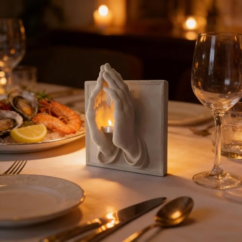 Praying Hands-A Perfect Blend of Warmth and Wishes, Praying Hands Candle Holder, 3D Wall Sconce Art Sculpture, Inspirational Prayer for Home, Office, Church Decorations (White and Black) - color: White and Black
