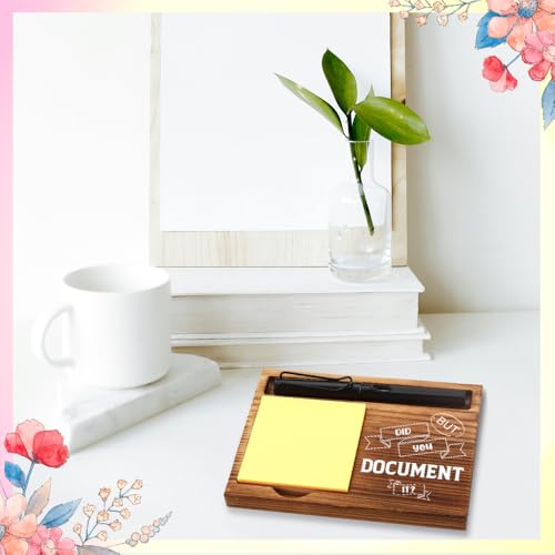 FOUGSTA Funny Office Gifts for Accountant, Gag Office Gifts for Accountant, Gag Desk Decor Gift for Coworker,Wooden Notepad Pen Holder With Funny Quotes,16.5 x 12 x 1.5 cm,XXN12 - style: but did you document it