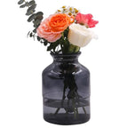 OFFIDIX Glass Vase,6 * 4.1in Large Volume Geometric Faceted Design Flower Vase - color: Black