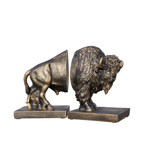 Bellotto Set of 2 Polyresin Buffalo Bookend,Art bookend, Homedecor for Kids, Office Decor (Copper), FZ21004-C