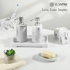 Luxspire Bathroom Vanity Tray, Resin Toilet Tank Tray, Kitchen Trays, 11" x 4" Rectangle Bathroom Tray for Counter, Marble Tray for Soap Dispenser Perfume Jewelry, Small, White Marble - color: B - White Marble, style: Small