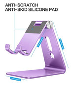 OMOTON Adjustable Cell Phone Stand, C2 Aluminum Desktop Phone Holder Dock Compatible with iPhone 15 14 13 Xs XR 8 Plus 7 6, Samsung Galaxy, Google Pixel, Android Phones, Purple - color: Purple
