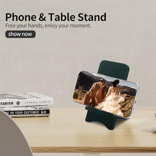 Solid Wood Simple Phone Stand, Desktop Stand,Tablets Tablet Display Stand, Compatible with All Phones (Dark Green Wood) - color: dark green wood