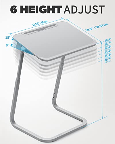 SAIJI TV Tray Table - Heavy Duty Extra Large TV Tray, Upgraded TV Dinner Trays for Eating Snack Food, Tilt & Height Adjustable TV Tray Laptop Desk for Sofa & Bedside Small Table - color: Grey