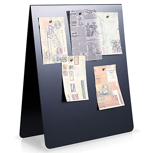 Leinuosen 1 Pcs 12 x 10 Inch Magnetic Bulletin Board Metal Magnet Board Magnet Display Stand for Tabletop Desktop Home Kitchen Office Decor (Black) - color: Black, size: 12 x 10 Inch