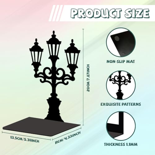 Peacoblue Metal Bookends for Shelves, Modern Decorative Heavy Duty Study Book Support Stoppers for Office, Desk, Shelf, Room 5.3"x4.3"x7.3" Cast Iron Simple Tall Bookends, 1 Pair (Street Lamp) - style: Street Lamp