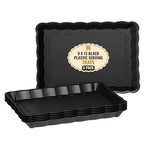 6 Pack Black Plastic Serving Trays - 9 x 13 Party Serving Trays and Platters - Black Serving Tray - Serving Platter Tray for Party - color: Black