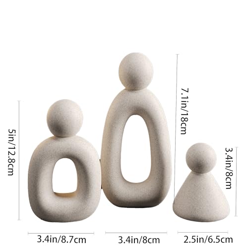 suruim Abstract Family of 3 Figurines Modern Sculptures Home Decorative Accents TV Stand Decor Bookshelf Knick Knacks Gifts for Shelves Entry Way Statues for Home Decor Living Room(Grey) - color: Gray