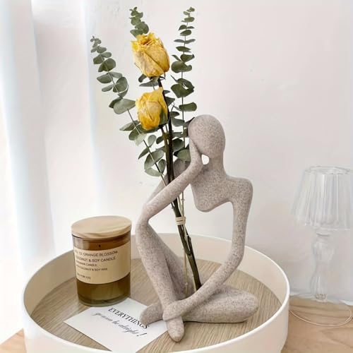 Sandstone Thinker Abstract Statue, European Light Luxury Resin Craft, Office Bookshelf Living Room Entrance Desktop Decor, Black - color: Black