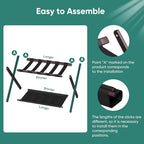 Smuxee Brown Bamboo Luggage Rack Pack of 2, Foldable Suitcase Stand with Storage Shelf, Easily Assembled Luggage Stand with 5 Nylon Straps for Guest Room Bedroom Hotel - color: Brown 2PCS