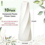 Didaey 10 Pack Composite Plastic Flower Vases Bulk White Small Boho Floral Vases for Dried Flower Bouquet Pampas Grass Centerpieces Fall Wedding Party Living Room Decor(Retro) - style: Retro