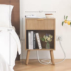 Fultyle Wood Nightstand with Charging Station, Bedside Table with Fluted Drawers and Outlet, Boho Night Stand for Bedroom, Living Room, Office (Rustic Walnut) - color: Rustic Walnut With Charging Station