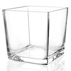 1 Pack Square Glass Vase 6" x 6" x 6", Clear Flower Vase for Centerpieces, Candle Holder for Wedding Party Events, Home Décor - size: 6inch