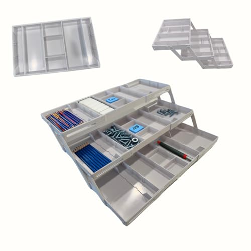 3 Tier Drawer Organizer, Multi Level Smart Drawer Organizer for Desk, Expandable Organizer for Office, Makeup, Jewelry, Kitchen, Folding Storage for Home and Office Drawers & Craft Organizer – White - color: 3-Tier (White)