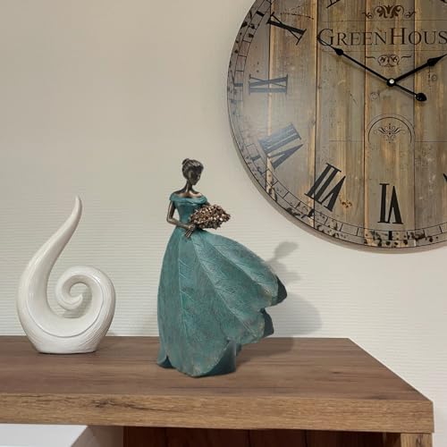 Guichifun Fairy Statue Collection Home Decoration - Leaf Angel Girls Resin Modern Table Decor for Living Room Office Sculpture Decor for Women Indoor Rustic Figurines Gift 5 x 3 x 7.5 Inch - color: Green-flower, size: Small