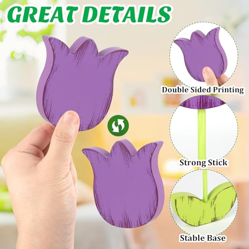 3 Pcs Spring Table Decorations Tulip Wooden Set Tabletop Farmhouse Spring Tiered Tray Decor Hello Spring Decorations for Home (Tulip)