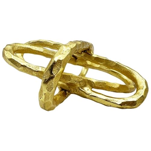Pemberly Row Handmade Aluminum Abstract Sculpture, Gold Finish, 8x8x3 Inches, Decorative Modern Design for Living Room, Bedroom, or Office Decor - color: Gold
