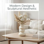 Stoneware Decorative Vase – Flower Vases for Fresh or Dried Stems, Living Room, Entry, or Office Accent, Modern Home Decor Sculptural Design With Soft Curves – 10" – Ivory White