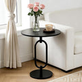 17In(W) x19In(H) Black Round Side Table Heavy Duty Modern End Table Stable Sofa Side Table Marble Base Accent Coffee Table Nightstand for Living Room Bedroom - color: Black-a