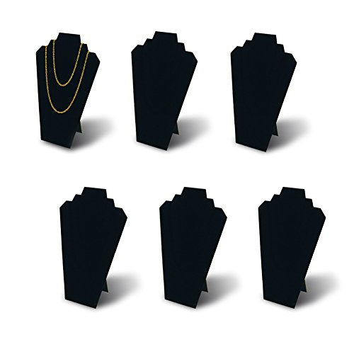 6pcs/ Pack 12.5inches Black Velvet Necklace Easel Jewelry Organizer Displays Stand with Reinforced Bracket - color: Black Velvet