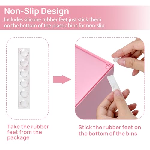 Vtopmart 4Pack Small Stackable Storage Drawers, Bathroom Makeup Organizer,Plastic Storage Bins For Vanity, Undersink, Kitchen Cabinet, Pantry, Home Organization(Pink) - style: 4pack-Pink