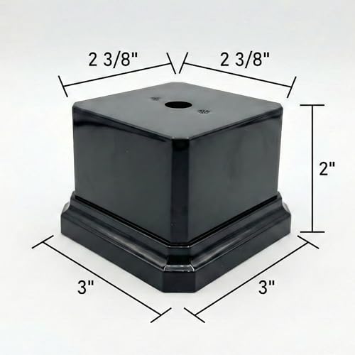 Premium Black Gloss Display Base – Weighted Square Pedestal for Trophies, Sculptures, 3D Prints, & Crafts – Heavy-Duty Riser Stand (3x3x2 inch) - size: 3x3x2 inch