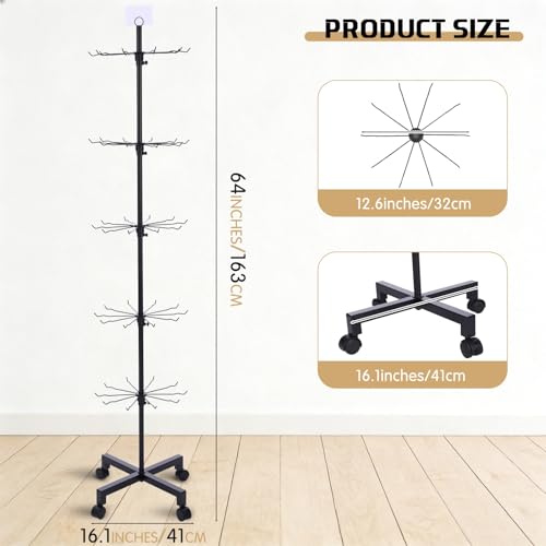 Ripeng 2 Pcs 5-tier Rotating Retail Display Stand Display Rack for Earring Keychains Jewelry Vendor Events and Stores Movable Adjustable Shop Spinner Black Ornament Holder - color: Black, size: 5 Tier