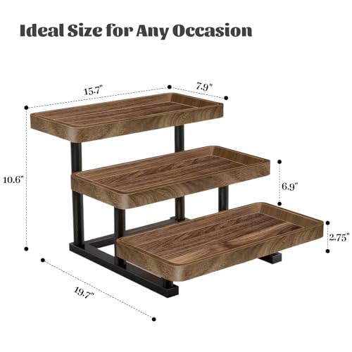 Serving Tray for Party, 3 Tier Cupcake Stand Tiered Tray Stand Large Serving Platter for Serving Food Dessert Table Display Set Reusable Trays for Candy, Veggie, Fruit, Snack - size: 15.8" x 12" x 11.8"