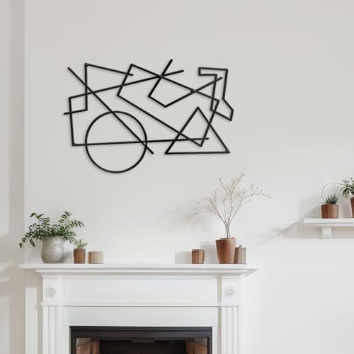 SIGNLEADER Metal Wall Decor Geometric Picasso Minimalist Modern Luxury Wall Sculpture Hangings 3D Statue Home Decoration for Living Room, Bedroom, Bathroom, Kitchen, Fireplace, Office - 18" Black - color: Gry26-2405-m26, size: 18" Black