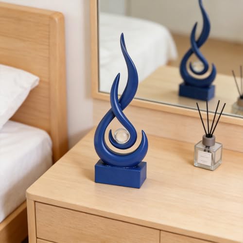 Modern Abstract Art Table Decoration,Resin Flame Statue Modern Centerpiece Ornaments for Living Room Great Gift Idea Home Decor,Collectibles (Pure Blue) - color: Pure Blue