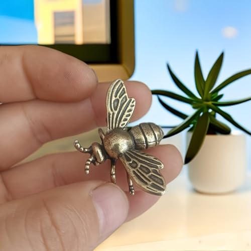 Bee Sculpture - Vintage Gold Desk Ornament Handmade | Antique Finish Desktop Decor for Study & Office