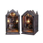 Book Nook DIY Gothic Miniature Kit, Wooden Rolife Miniature Kit with 3D Structure and Bookend Design for Adults, DIY Miniature House Kit for Bookshelf Decor and Gift