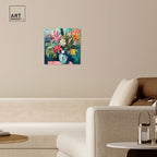 Art Remedy Vase Of Tropical Flowers Gallery Wrapped Flowers In Vase Paintings, 16" x 16", Gallery Wrapped - color: Gallery Wrapped, size: 16"L x 16"W