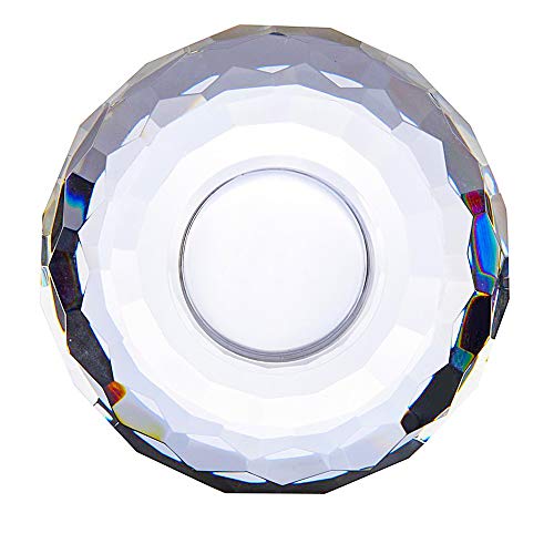 Crystal Tealight Candle Holders, Handmade Cut Crystal Candle Holder Banquet Decorations for Home 3.2" Diameter x 1.6" High Set of 2 - color: 1.6"x3.2" ,Pack of 2