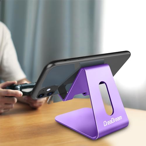 CreaDream Cell Phone Stand, Cradle, Holder,Aluminum Desktop Stand Compatible with Switch, All Smart Phone, iPhone 11 Pro Xs Max Xr X Se 8 7 6 6s Plus SE 5 5s-Dark Purple - color: Dark Purple