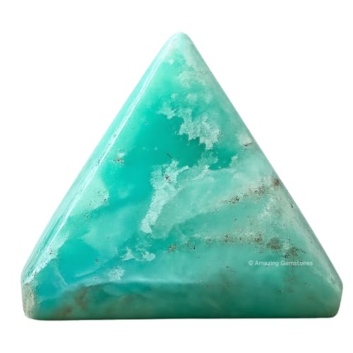 Amazing Gemstone Carribean Calcite Pyramid Crystal Healing Stones - 2" Great Pyramid Figurine of Natural Stone Pyramid for Meditation, Reiki, Chakra Balancing and Crystal Pyramids Grid - color: Carribean Calcite