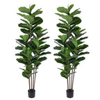 Yepdin 2 Pack Fiddle Leaf Fig Tree - Artificial Ficus Tree with Tall Artificial Plants Large 69 Fiddle Leaves -Fake Trees for Indoor Outdoor Home Decor Living Room - style: 2 Pack 6 FT