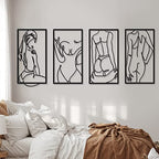 Cindeer 6 Pcs Modern Minimalist Wall Decor Abstract Woman Wall Art Single Line Metal Drawing Modern Line Women Body Figure Decor Sculptures for Home Bedroom Bathroom