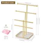 modern T-shaped jewelry rack, jewelry tower, gold metal, square ceramic base decoration display tower, necklace, bracelet, ring storage rack (3-layer ceramic disc) - style: 3-layer ceramic disc
