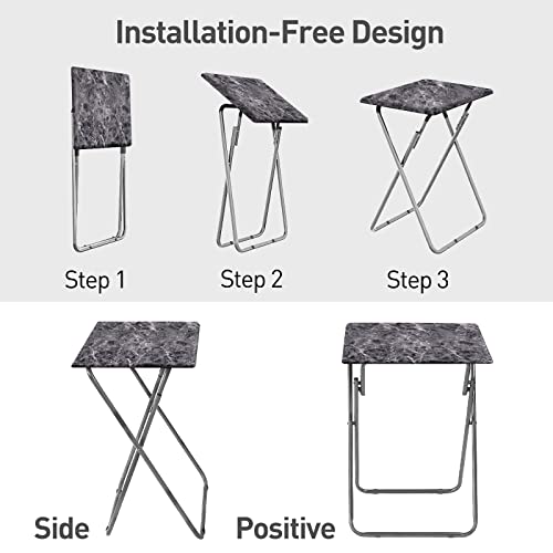 Garden 4 you Portable Folding TV Tray/TV Trays Foldable Dinner Snack Trays Table, Portable Foldable Table Small Sofa Bedside Tables with Light Weight, 15 x 18.9 x 26 in(Black Marble,1PC) - color: Black Marble, size: 1pc