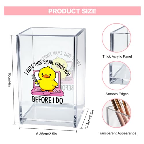 I Hope This Email Finds You Before I Do Acrylic Cosmetic Pencil Pen Holder Cup, Funny Duck Knife Desk Organizer for Home Office Decor, Sarcastic Work Gifts for Women Men Duck Lovers Coworkers - style: Before I Do
