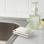 Creative Home Metal Wire Soap Dish Tray Rust-Resistant Iron Bathroom Holder with White Powder Coating Bar Soap Rack for Shower Sink Kitchen Vanity, 3.1 x 4.4 x 1 H Inch - color: White