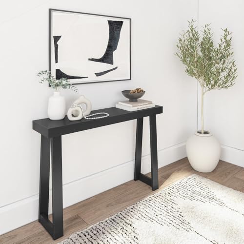 Plank+Beam Solid Wood Console Table, 46 Inch, Sofa Table, Narrow Entryway Table for Hallway, Behind The Couch, Living Room, Foyer, Easy Assembly, Black - color: Black, size: 46" Console Table