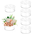 Hewory Acrylic Flower Vases for Centerpieces Round 6pcs Short Clear Floral Vase with 13 Holes, Box Arranger Bulk Low Base Holder for Wedding Birthday Party Event Dining Table Decor, 2.56"(H)×5.9"(D)