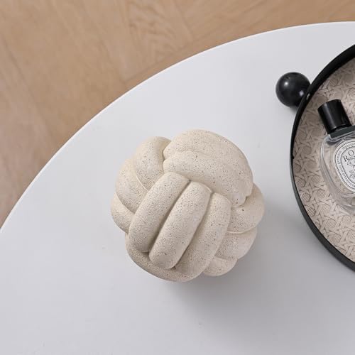 Knot Ball Statue Decor, Coffee Table Decor, Resin Aesthetic Decorative Accents for Book Shelf Entry Table Boho Modern Rustic Home Décor Office Living Room Decoration