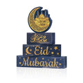 Smile 4Pc Ramadan Wooden Decorations Eid Mubarak, Ramadan Islamic Tiered Tray Muslim Party Tabletop Home Decor - style: Eid