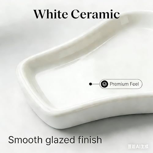 White Ceramic Trinket & Jewelry Tray Dish Set - 2 Pieces Minimalist Organizer for Earrings, Rings, Necklaces - Elegant Irregular Home Decor Accent